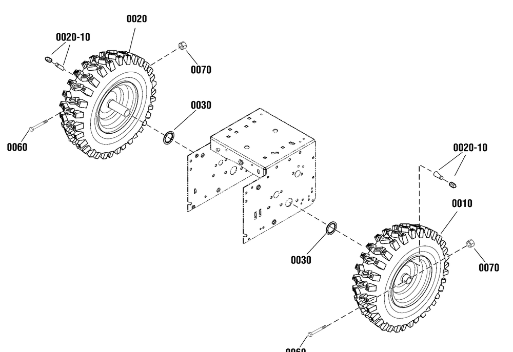 Wheels And Tires Group Diagram and Parts List for 1696226-00-CL61750R  Briggs and Stratton Snow Blower